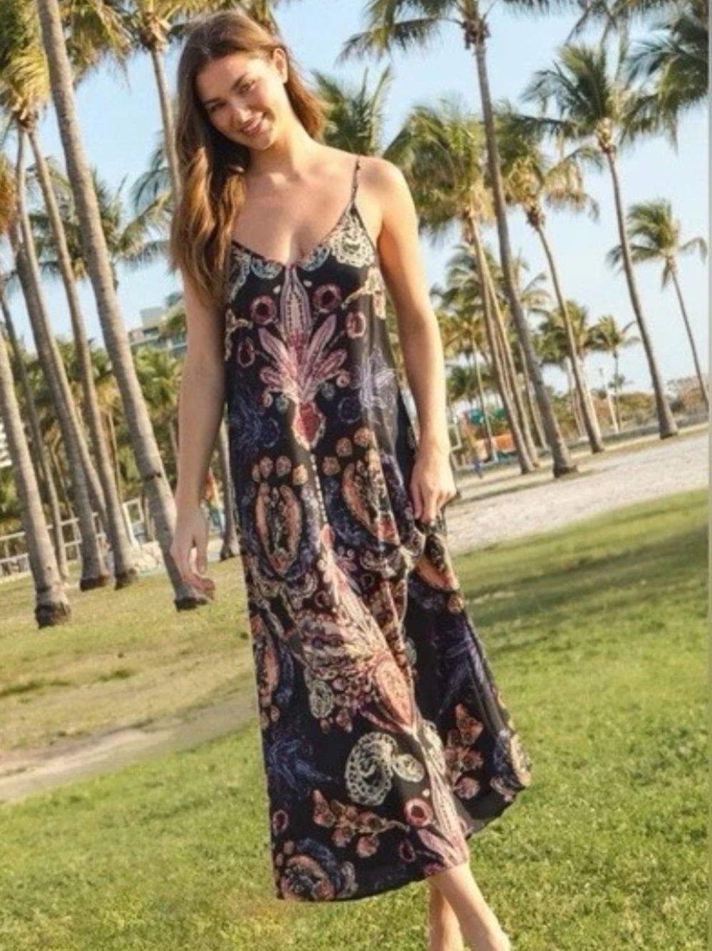 Natural Life Floral Maxi Dress in Black & Pink Size XL - Picture 5 of 6